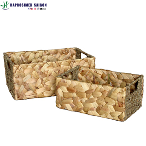 Cesta de almacenamiento de jacinto de agua vietnamita multifuncional, Hierro de bambú tejido orgánico, caja colorida para el hogar, cocina, comida, lavandería - Product Image 6