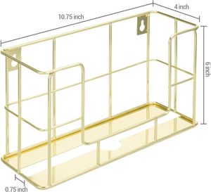 Moderno latón tono Metal alambre comercial montado en la pared o papel de mesa doblado toallero dispensador estante servilletero - Product Image 2