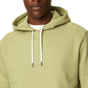 2025 haute qualité solide couleur verte pull hommes sweats à capuche Logo personnalisé 100% coton tissu surdimensionné respirant sweats à capuche pour hommes - Product Image 5
