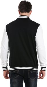 Custom Embroidery Varsity <b>Jacket</b> Black and <b>White</b> for <b>Men</b> Unisex College Style Waterproof Windproof Outerwear OEM Supplier - Product Image 3