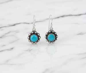 Pendientes Pequeños con Forma de Flor Turquesa, Chapados en Oro, Plata de Ley, Estilo Bohemio, con Diseño de Sol, Piedra de Nacimiento de Diciembre, Regalo de Joyería - Product Image 1