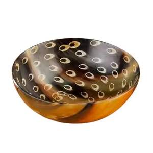 Bol à salade en corne de vache sculptée naturelle de haut rang Table à manger écologique Bol décoratif de fruits Design classique-Prix de gros - Product Image 4