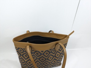 Sac à bandoulière tressé tan noir sac à main populaire avec fermeture éclair sac à main grande capacité sac à la mode produit en vrac - Product Image 5