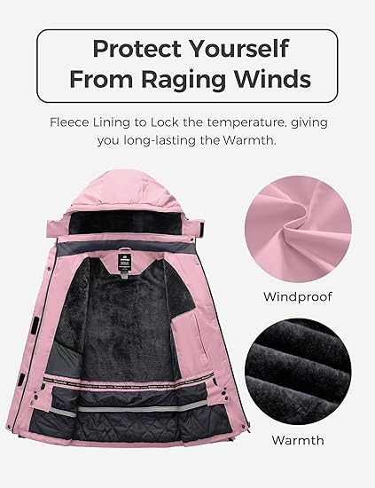 Women's Plus Size Waterproof Ski Jacket Winter Windproof Warm Coat with Hood for Snow Mountain Made of Canvas Fabric