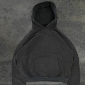 Vintage Sun Faded Distressed 100% Cotton French Terry <b>Hoodie</b> <b>Men</b> Drop Shoulder 500gsm Acid Washed Cropped Retro Print Pattern - Product Image 2