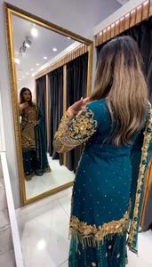 Vente chaude nouvelle pakistanaise taille libre robe Designer Salwar Kameez broderie pakistanaise et indienne femmes élégantes robe - Product Image 3