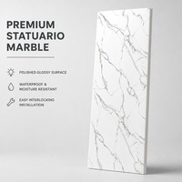 Panneau mural en PVC en marbre Statuario blanc, imperméable, revêtement décoratif intérieur