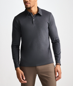 เสื้อโปโลแขนยาวสำหรับผู้ชายผ้าโพลีเอสเตอร์/ ผ้าคอตตอน24%/220สแปนเด็กซ์21% โลโก้ได้ตามต้องการ - Product Image 3