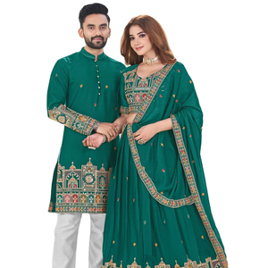 Heavy Designer Georgette with Sequins and embroidery Work Lehenga Choli With <b>Kurta</b> For Couple - Product Image 1