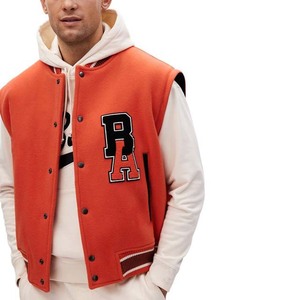 <b>Men's</b> Casual Leather Sleeve Baseball Bomber <b>Jacket</b> Coat College Varsity <b>Jacket</b> with Canvas Fabric Letterman <b>Jacket</b> for <b>Men</b> - Product Image 2