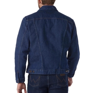 Chaqueta vaquera lavada oscura personalizable para hombre con botón de cobre de ajuste tradicional, perfecta para marcas y venta al por menor - Product Image 2