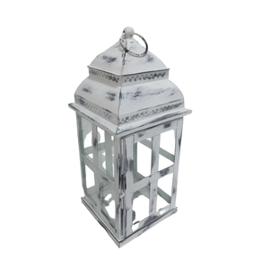 Lanterne de fer de finition antique blanche faite à la main fantaisie avec poignée bougeoir bougeoir lanterne en gros en vrac - Product Image 1