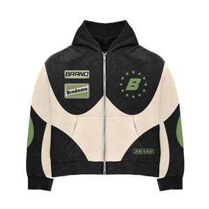 Propre marque survêtements prix de gros imprimé Logo grande taille hommes vêtements d'hiver 100% coton respirant mode fermeture éclair survêtements - Product Image 2