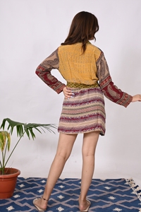 Minivestido de seda para mujer, cómodo y elegante, estampado Floral, manga larga, cintura Natural, pantalones cortos de seda tejida, estilo de moda - Product Image 5