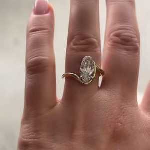 14K oro amarillo fino 2.51CT corte ovalado laboratorio crecido diamante Signet propuesta Anillo Compromiso boda joyería para fiestas regalo - Product Image 3