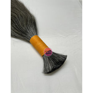 Cabello Gris Liso para Trenzas, 100% Cabello Humano Virgen sin Trama, de un Solo Donante, Natural Sal y Pimienta, Cabello Suelto para Trenzas - Product Image 5