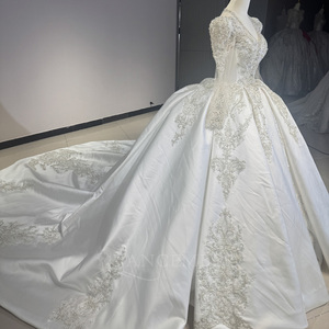 Vestido de Novia de Satén Jancember DW0185, Vestido de Novia con Cuentas, Manga Larga, Vestido de Baile, Vestido de Novia para Ceremonia de <span class=keywords><strong>Matrimonio</strong></span> en Catedral - Product Image 2