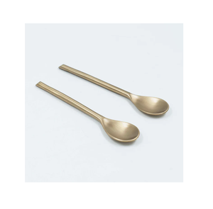 Latón té café Mezcla postre cuchara regalo mango largo latón Acero inoxidable plata cubiertos para la venta - Product Image 3