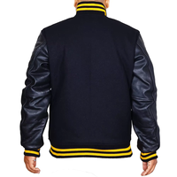 Veste Letterman personnalisée avec manches en cuir noir et corps en laine Blank Youth American College Jackets