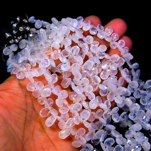 ลูกปัดรูปลูกแพร์เหลี่ยมเพชรพลอยมูนสโตนสีฉูดฉาดลูกปัดมูนสโตนสีรุ้งธรรมชาติเครื่องประดับทำจากลูกปัดพลอยมูนสโตน5x7-6x8mm - Product Image 2