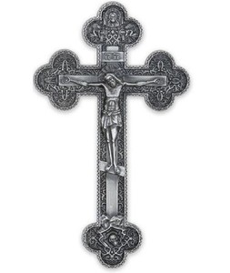 Tenture murale d'autel de croix en laiton fini nickel antique avec crucifix en laiton pour fournitures d'église article de décor religieux - Product Image 1
