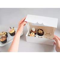 Lot de 10 boîtes à cupcakes rectangulaires en carton biodégradable, écologiques, recyclables, jetables, portables, auto-assemblables