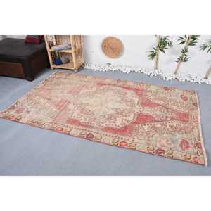 พรมวินเทจสไตล์ตุรกี ขนาด 4.1x7.3 ฟุต สีเบจขอบสีทอง ทำจากขนสัตว์ - Product Image 3