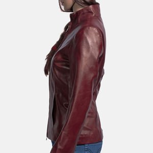 Veste en cuir pour femmes avec logo personnalisé Manteau de motard tendance coupe ajustée en faux cuir PU Vêtements d'extérieur courts pour femmes - Product Image 6
