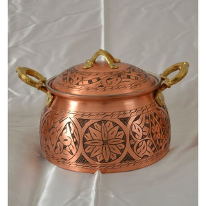 Casserole Kadai Platter for Parties Hammered Copper and Steel Plate Dish Round Copper <b>Food</b> Serving and <b>Warming</b> Supplies - Product Image 5