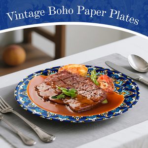 <span class=keywords><strong>100</strong></span> Đếm Boho Giấy Tấm Dùng Một Lần Tấm Cho Đảng Retro Bohemian Phong Cách Món Tráng Miệng Bữa Ăn Tối Tấm Thiết Lập Kỳ Nghỉ Đám Cưới Sự Kiện - Product Image 3