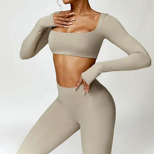 Ensemble de gymnastique et de yoga sans couture taille haute pour femmes nouveauté soutien-gorge et short de sport respirant et de soutien avec logo avant - Product Image 6