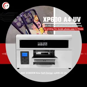 uv printer supplier DOMSEM 2023 New Self-Design xp600 printhead a4 uv inkjet printers