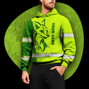 Hi Vis Hoodie Fox Camo Pattern Nombre personalizado Logo Empresa Seguridad Ropa DE TRABAJO Reflectante Hi Vis Manga larga para hombre - Product Image 3