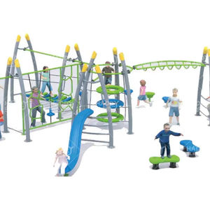 Système de terrain de jeux extérieur HP-OPR 017, axé sur l'aventure, avec pont en corde et défis d'escalade - Product Image 1