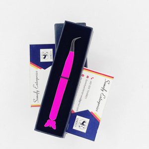 Pince à épiler en acier inoxydable incurvée Sami la mieux notée Isolation papillon à pointe de fibre pour des extensions de cils durables - Product Image 2