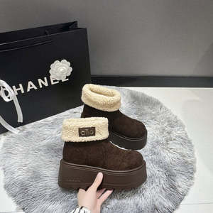 Bottes d'hiver à talon haut (6-8 cm) Bottes à neige à bout fermé Tube court en peluche artificielle Manchon en caoutchouc imperméable Thermique supérieur Synthétique - Product Image 2