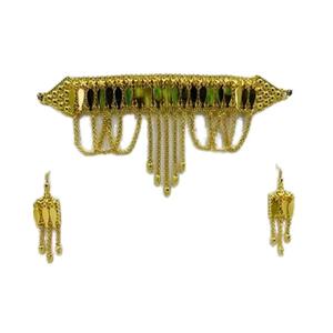 Latest Best Hot Chik Set with Earrings <b>Gold</b> Plated <b>Arabic</b> Link Chain Jewellery Classic Style Made of Brass for Women - Product Image 1