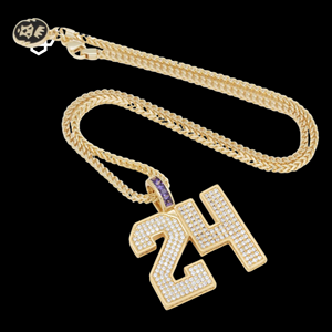Collar con Colgante Personalizado Chapado en Oro con Número 24, Estilo Hip Hop, Micro Pavé, Joyería con Diamantes CZ - Product Image 2