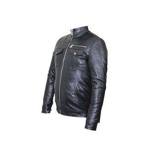 <b>Men</b> <b>Bomber</b> <b>Jacket</b> Distressed Customized Genuine Sheep Leather with Zipper Closure Winter Parka Waterproof Windproof - Product Image 2
