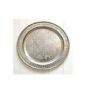 Plateau de service design indien galvanisé Plateau de table de forme ronde Plateau de service de nourriture décoratif indien léger - Product Image 2