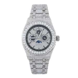 Luxury Unisex Wrist <b>Watch</b> Trendy Hip Hop Design VVS Moissanite Diamond Tester Chronograph ETA Glass Analog Display Stainless - Product Image 2