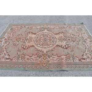 Alfombra turca Vintage de 5,6x8,7 pies, beige, marrón, área grande, respaldo de látex de lana, Patchwork para adolescentes, pasillo rectangular de Tabriz - Product Image 3