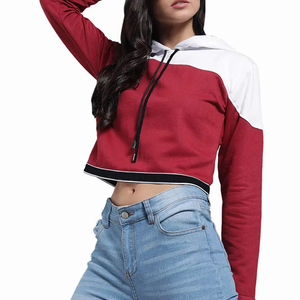 Sweat à capuche en polaire personnalisé avec logo brodé en polyester/coton pour femme, design oversize à épaules tombantes, coupe courte, respirant, 340g, hiver - Product Image 2