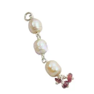 Bijoux pendentif et breloque pour femmes, argent, perle et tourmaline rose, cadeau parfait - Product Image 3