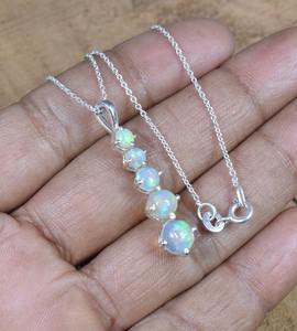 Colgante de 5 piedras, opalita lechosa, colgante de cadena de piedras preciosas de Plata de Ley 925 con o sin cadena, regalo de joyería hecho a mano para cumpleaños - Product Image 4