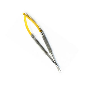 Micro-ciseaux de qualité supérieure, lame incurvée semi-or, action à ressort, acier inoxydable, micro-ciseaux pour utilisation en laboratoire médical - Product Image 2