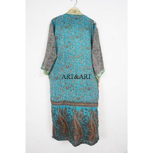 Elegant Japanese-Style Floral Kimono Robe for Women Traditional Design Full Length 100% Silk V-neck Drawstring Closure - Product Image 5