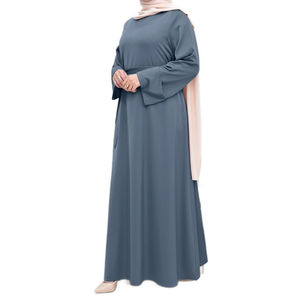 Vêtements d'extérieur élégants pour femmes Abaya musulmane islamique de grande taille avec ceinture turque Designs de taille Abaya musulmane - Product Image 2