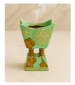 Quemador de Incienso de Madera de Acacia Premium con Resina Epoxi para Ramadán 2026, Difusor de Aromaterapia Artesanal con Incrustaciones de Resina de Lujo, Mubkhar - Product Image 4