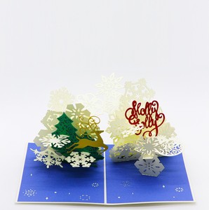 Arbre de Noël Top Carte de Voeux Fleur Neige Thème de Noël Carte 3D Collection de Noël Carte Cadeau Artisanat - Product Image 4